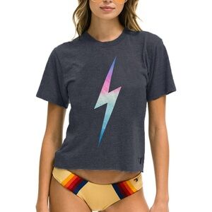 Aviator Nation Bolt Boyfriend Tee - Rainbow Pink Xs
